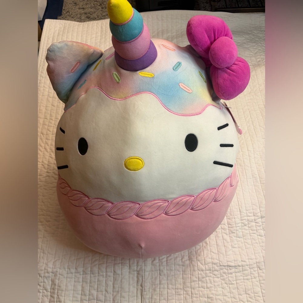 24" Hello Kitty Squishmallow Unicorn Sprinkle Cupcake Plush Stuffed Animal NWT